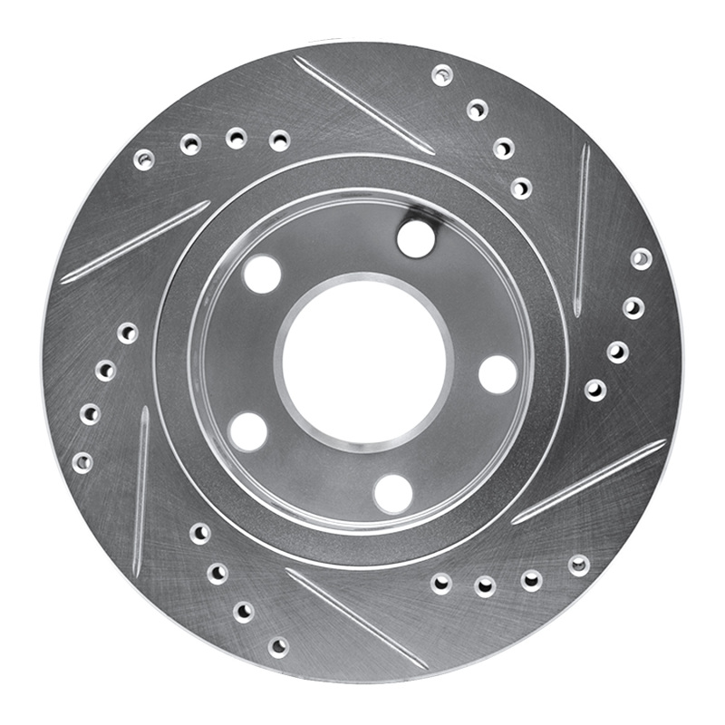 Audi S4 Brake Rotor (1) - Rear Left - R1 Concepts - Drilled & Slotted - Silver - `00-`02